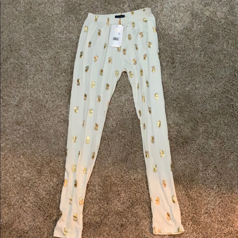 Simply Southern cream/gold pineapple leggings
